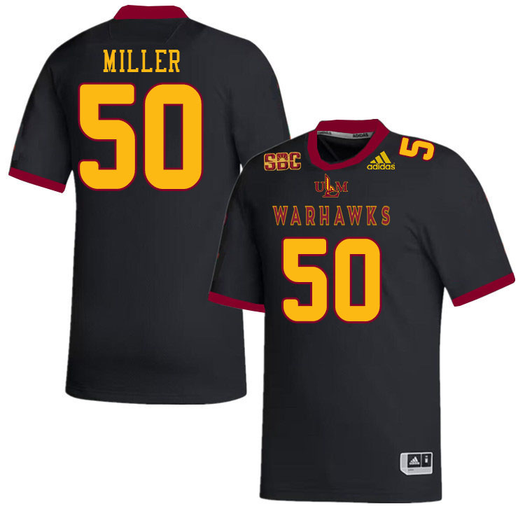 #50 Carter Miller Louisiana-Monroe Warhawks College Football Jerseys Stitched-Black